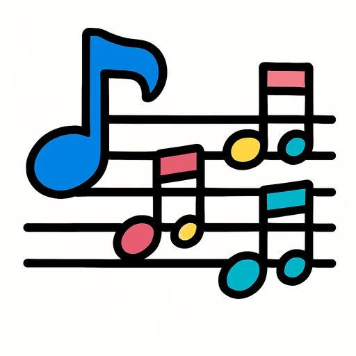 2D muzik notasi.
In-Game asset.  2d.  High contrast.  No shadows