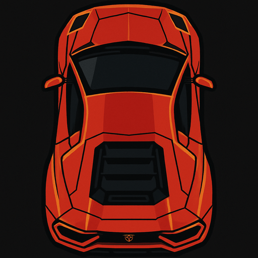 Bird view lamborghini car.
In-Game asset.  2d.  High contrast.  No shadows