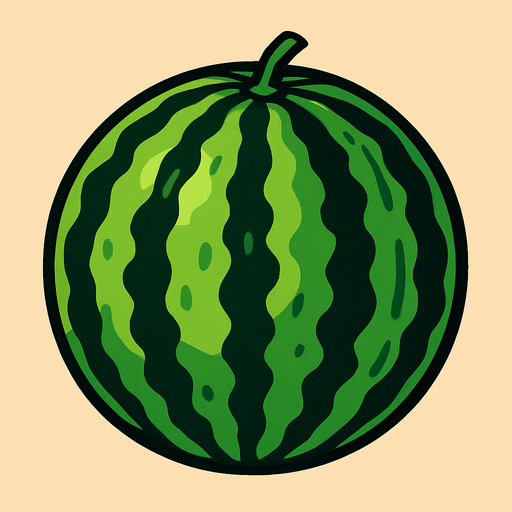 uncut watermelon.
In-Game asset.  2d.  High contrast.  No shadows