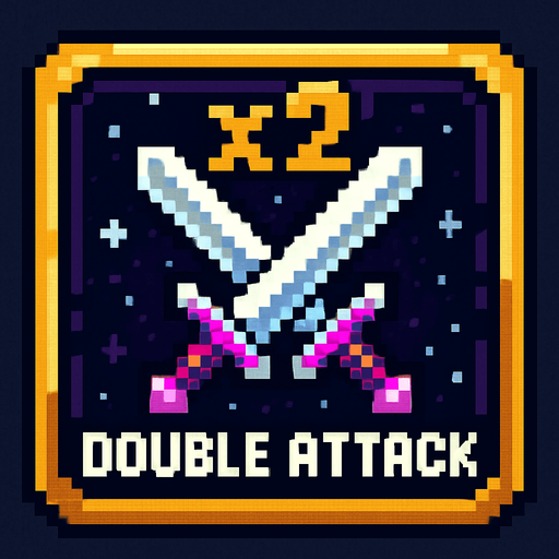 Карточка улучшения раздватвает атаку пиксельная в стиле космоса.
In-Game asset.  2d.  High contrast.  No shadows