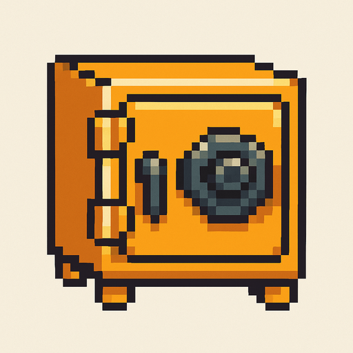 2D pixel art para kasası.
In-Game asset.  High contrast.  No shadows