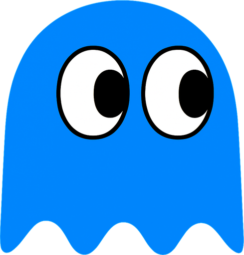 Pacman blue ghost.
In-Game asset.  2d.  High contrast.  No shadows