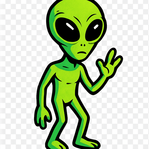Alien transparent background.
In-Game asset.  2d.  High contrast.  No shadows