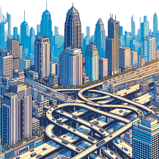 Make a city background.
Single Game Texture.  In-Game asset.  2d.  Blank background.  High contrast.  No shadows