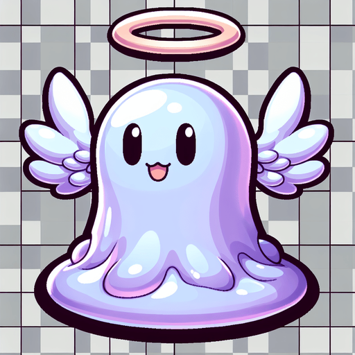 Un slime angelical RPG con estilo suave y simple.
Single Game Texture.  In-Game asset.  2d.  Blank background.  High contrast.  No shadows