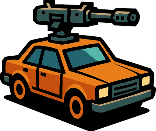 a car with a gun on it.
In-Game asset.  2d.  High contrast.  No shadows