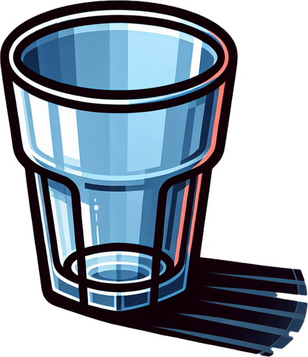 An empty drinking glass..
Single Game Texture. In-Game asset. 2d. Blank background. High contrast. No shadows.