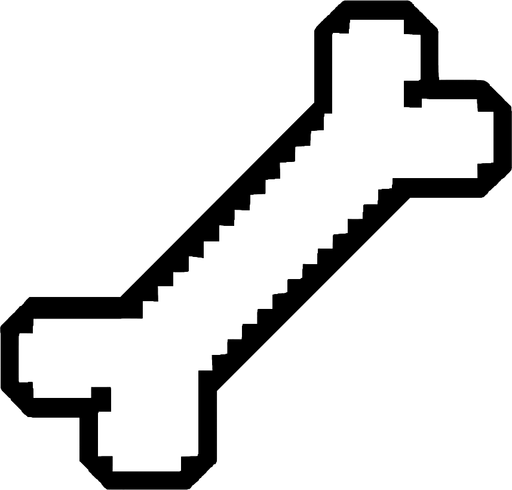 Undertale bone with black outline.
In-Game asset.  2d.  High contrast.  No shadows
