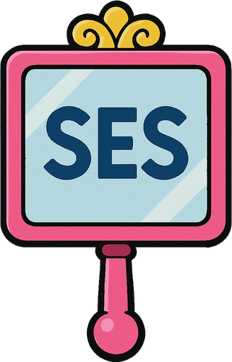 Draw the magic mirror from Doraemon, and write "SES" on it..
In-Game asset.  2d.  High contrast.  No shadows