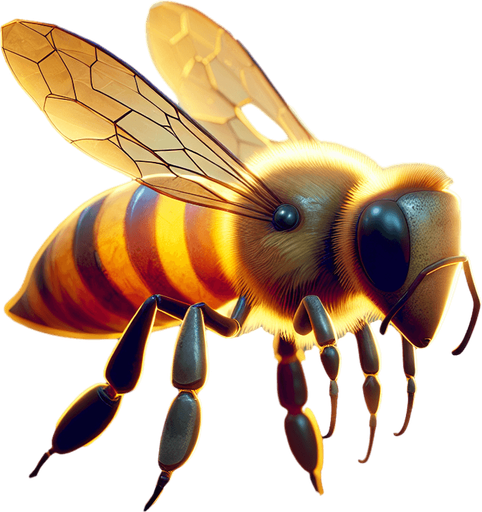 A  honeybee.
Single Game Texture. In-Game asset. 2d. Blank background. High contrast. No shadows.