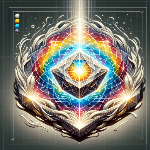 A classic prism shape refracting a beam of white light into a rainbow spectrum. Could also be a figure surrounded by a swirling aura containing all the skill colors..
Single Game Texture.  In-Game asset.  2d.  Blank background.  High contrast.  No shadows