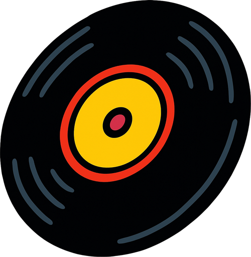 Disco de vinido en vista de 1/4.
In-Game asset.  2d.  High contrast.  No shadows