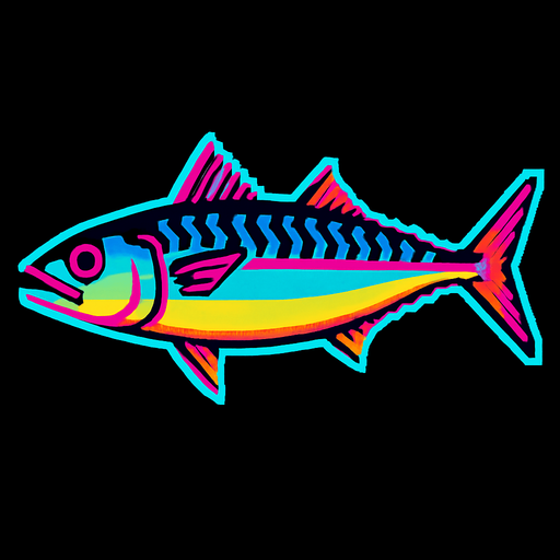 A mackerel. 80s arcade machine graphics. 
Swimming Side profile.
In-Game asset.  2d.  High contrast.  No shadows