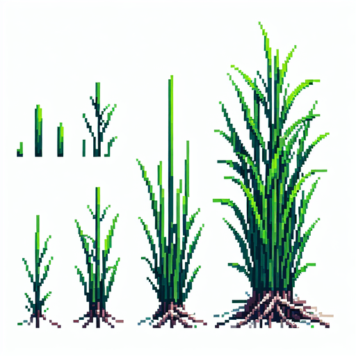 pixelart of a single tall grass stem.
2d sprite, white background