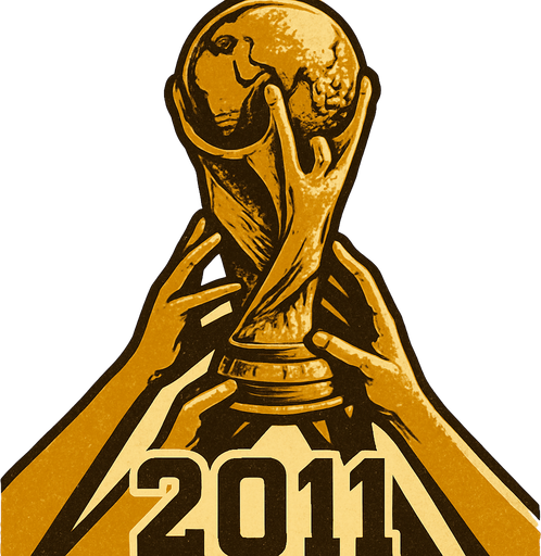 2011 futbol şampiyonluk kupası resmi oluştur . Bu kupayı alttan birden fazla el kaldırıyor olsun . kupa  altın sarısı renkte olsun . retro temada olsun !.
In-Game asset.  2d.  High contrast.  No shadows