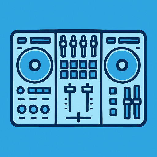 açık mavi dj masası ekipmanı.
In-Game asset.  2d.  High contrast.  No shadows