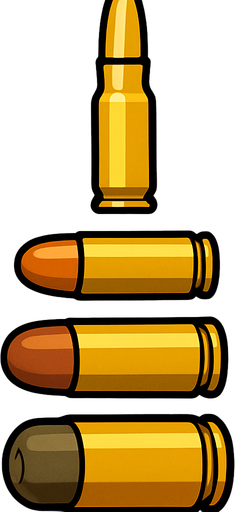bullets arranged from top to bottom.
In-Game asset.  2d.  High contrast.  No shadows