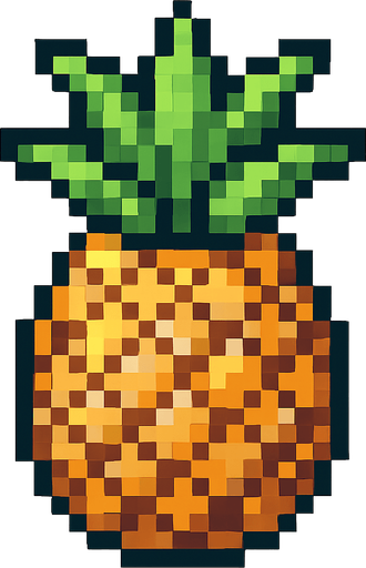 make pixel art 2d pineapple.
In-Game asset.  2d.  High contrast.  No shadows