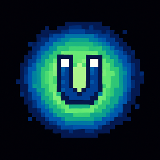 Create an 8-bit style effect representing a magnetic power-up area. The effect should be a circular, glowing field with a soft, pulsing light. The colors should be green and blue, with a slight gradient effect to indicate the area where objects (such as coins or experience points) are attracted towards the character. The circle should have a subtle flicker to show the magnetic pull, and it should be designed to fit within the retro, pixel-art aesthetic of an 8-bit game.
In-Game asset.  2d.  High contrast.  No shadows