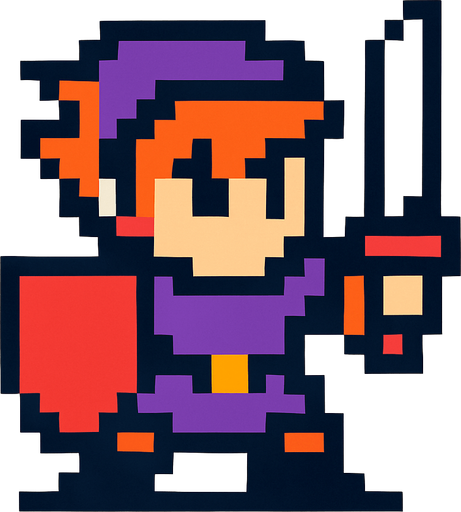 pixel art 2D Char.
In-Game asset.  2d.  High contrast.  No shadows