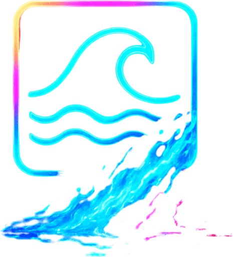 Ability icon 'Water flood' . cyberpunk. abstract. Futuer. different colors. HD colors