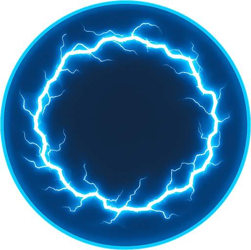 An large circle of electric energy an circular force field shield.
In-Game asset.  2d.  High contrast.  No shadows