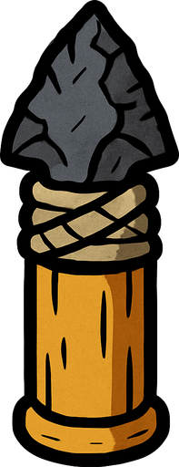 Taş devri cephane mermisi.
In-Game asset.  2d.  High contrast.  No shadows