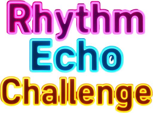 text in neon outline no background that says "Rhythm Echo Challenge".
In-Game asset.  2d.  High contrast.  No shadows