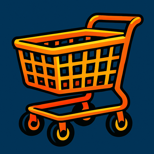 Bir 3d sepet ama tekerlekli market sepeti.
In-Game asset.  2d.  High contrast.  No shadows