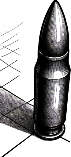 Bullet.
Single Game Texture. In-Game asset. 2d. Blank background. High contrast. No shadows.