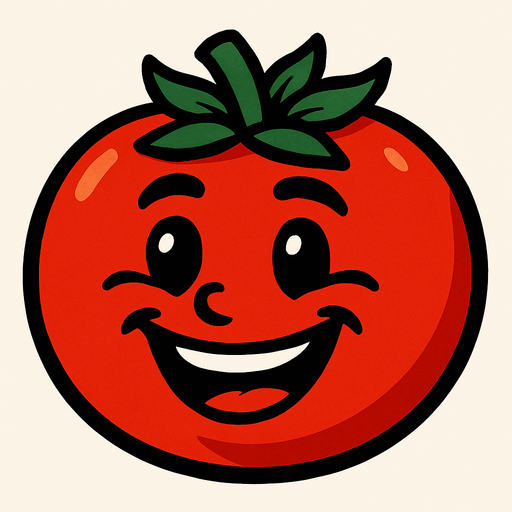 gülen domates.
In-Game asset.  2d.  High contrast.  No shadows
