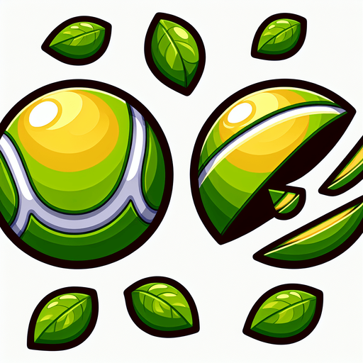 Тенисный мячик разрезыный и неращрещаный для игры похожой на фрукт ниндзя они как будто разные объекты 2д игра.
Single Game Texture. In-Game asset. 2d. Blank background. High contrast. No shadows.