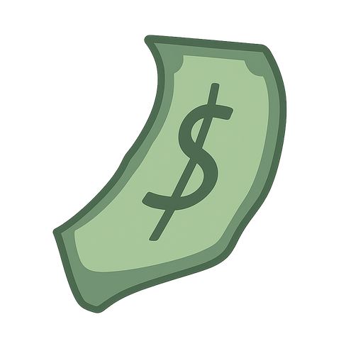 dollar bill. No background. Transparent background. Blank background. No shadows. 2d. In-Game asset. flat
