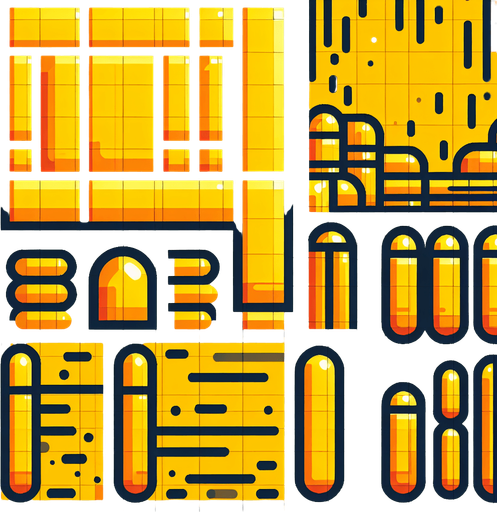 rectangle yellow bullets.
Single Game Texture. In-Game asset. 2d. Blank background. High contrast. No shadows.