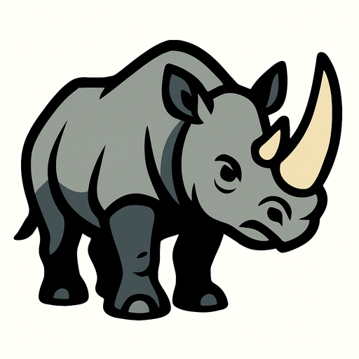 Rhino.
In-Game asset.  2d.  High contrast.  No shadows