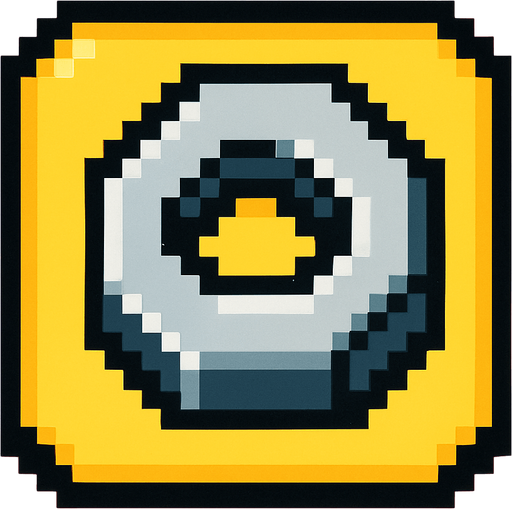 Una tuerca pixelar como boton.
In-Game asset.  2d.  High contrast.  No shadows