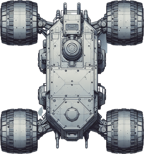 vertical gray top down image mars scifi rover.
Single Game Texture.  In-Game asset.  2d.  Blank background.  High contrast.  No shadows