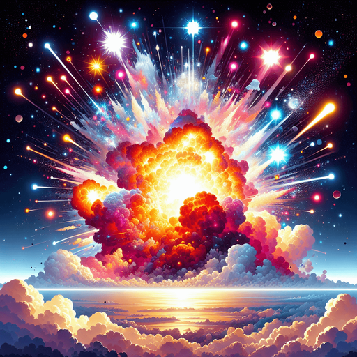 giant space explosion.
Single Game Texture. In-Game asset. 2d. Blank background. High contrast. No shadows. Pixelated.