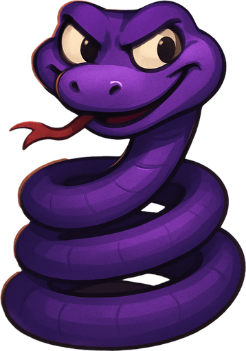 es una serpiente de color morado con forma de resorte y con cara traviesa.
In-Game asset