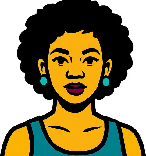 Femme de couleur.
In-Game asset.  2d.  High contrast.  No shadows