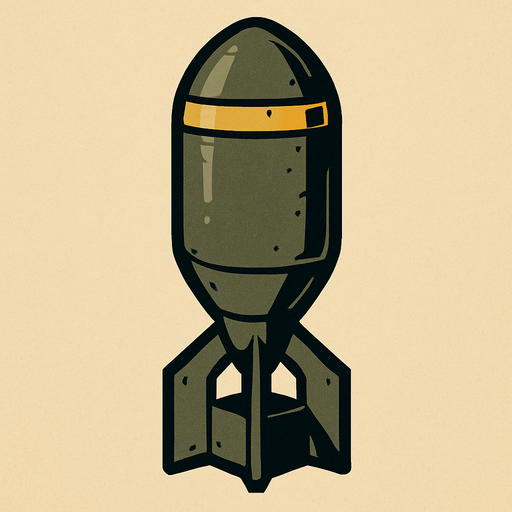 WW2 bomb.
In-Game asset.  2d.  High contrast.  No shadows