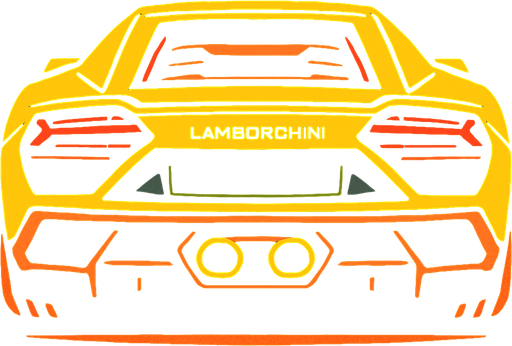Arkası dönük lamborghini.
In-Game asset.  2d.  High contrast.  No shadows