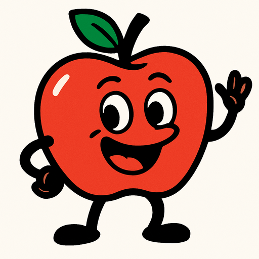 manzana animada.
In-Game asset.  2d.  High contrast.  No shadows