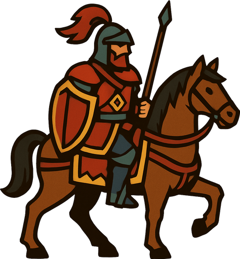 Atlı savaşçı asker.
In-Game asset.  2d.  High contrast.  No shadows