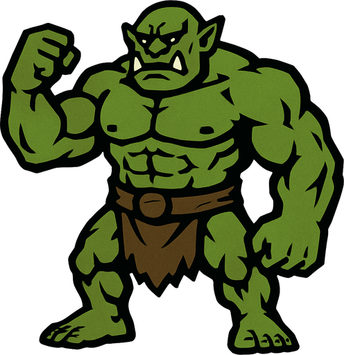 Ogro músculoso y gigante.
In-Game asset.  2d.  High contrast.  No shadows