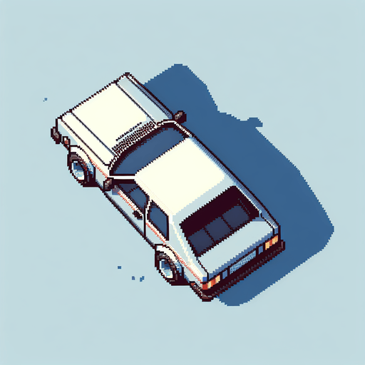 car from above, top view, from above, 8bit pixelart,.
Single Game Texture. In-Game asset. 2d. Blank background. High contrast. No shadows.