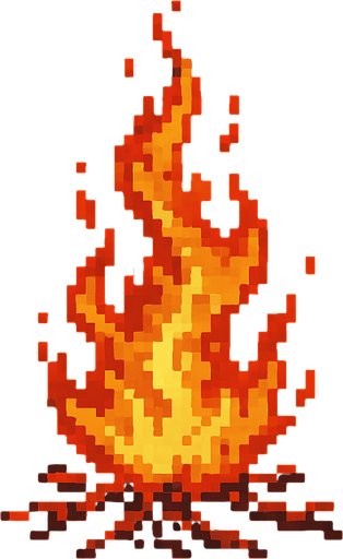 Ateş 🔥 dark souls style 2d pixel art.
In-Game asset.  2d.  High contrast.  No shadows
