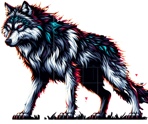 wolf.
Single Game Texture.  In-Game asset.  2d.  Blank background.  High contrast.  No shadows