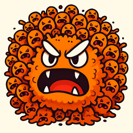 Cute swarm monster with fury eyes and large mouth.
In-Game asset.  2d.  High contrast.  No shadows