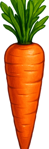 vertical and realistic carrot.
In-Game asset.  2d.  High contrast.  No shadows